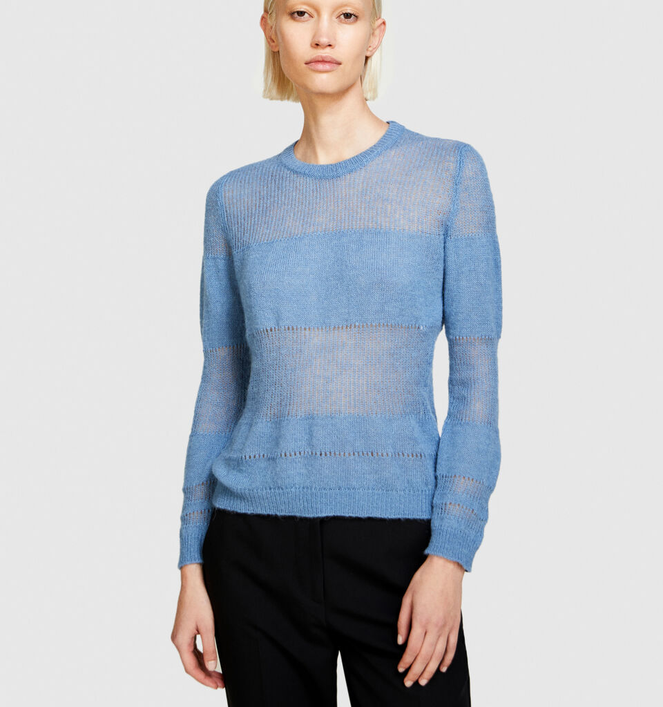 Alpaca blend sweater - women's crew neck sweaters - Light Blue | Sisley image number 4
